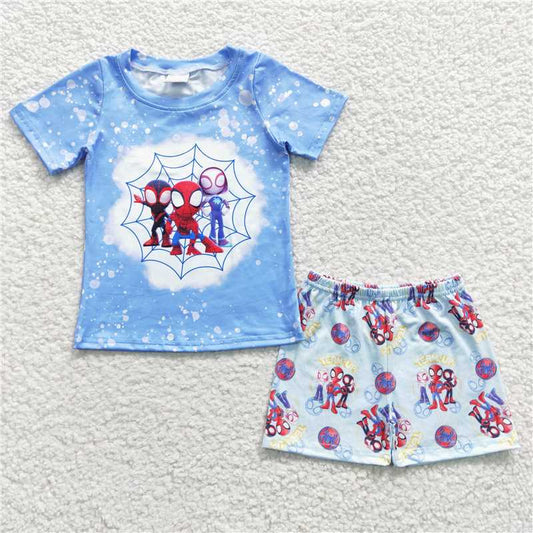RTS BSSO0246 Baby Boys Summer Sets Baby Blue Cartoon Summer Shorts Sets