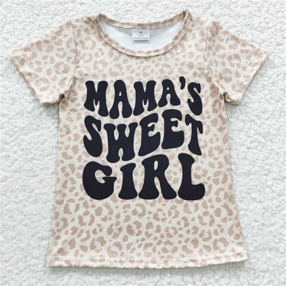 GT0185 Baby Girls Mama's Sweet Girl Short Sleeve Shirts Tops