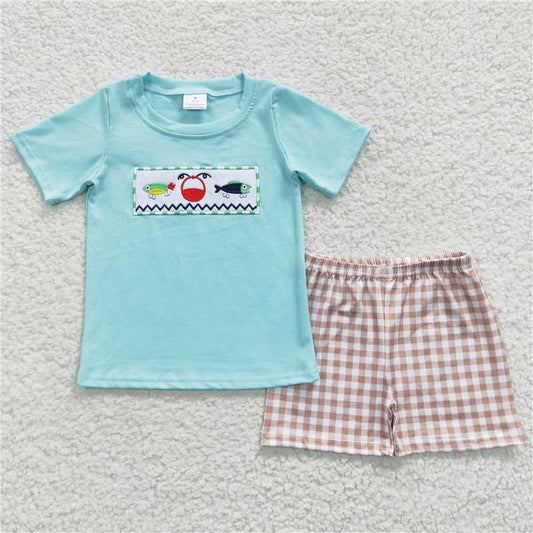 RTS BSSO0262 Baby Boys Blue Fish Summer Shorts Sets
