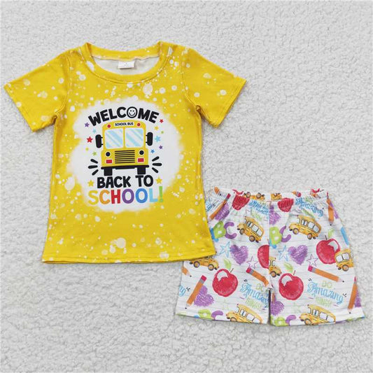 RTS BSSO0252 Baby Boys Summer Sets Baby Boys Back To School Bus Shorts Sets