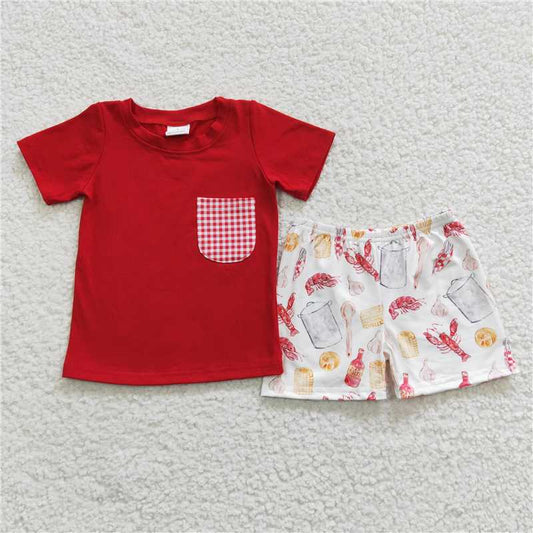 RTS BSSO0250 Baby Boys Summer Sets Baby Boys Crawfish Summer Shorts Sets