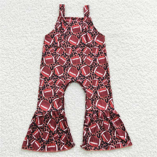RTS SR0364 Baby Girls Brown Football Print One Piece Jumpsuit Romper for Infants Comfortable Soft Cotton Baby Outfit