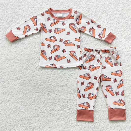 BLP0188 Baby Girls Thanksgiving Fall Pie Pajamas Clothes Set