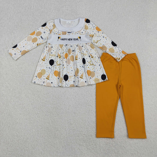 GLP2901 Baby Girls Happy New Year Balloons Tunic Legging Pants Clothes Set C10.31