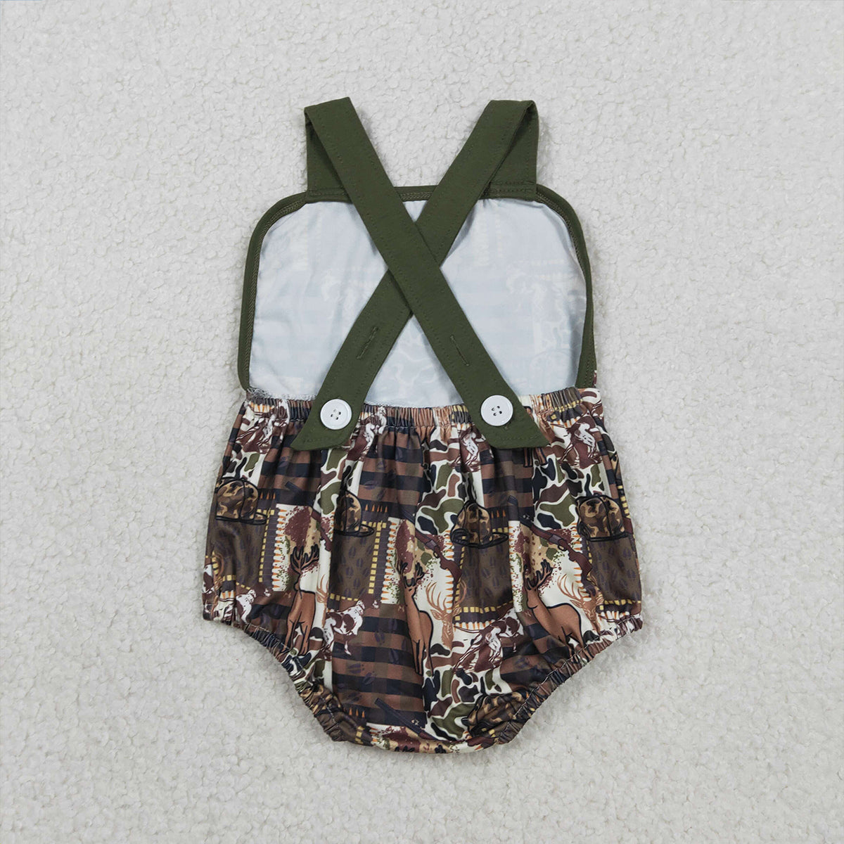 RTS SR3927 Baby Boys Strap Southern Deer Hats Camo Hunting Rompers