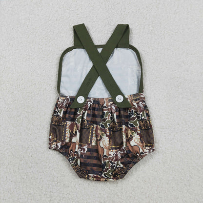 RTS SR3927 Baby Boys Strap Southern Deer Hats Camo Hunting Rompers