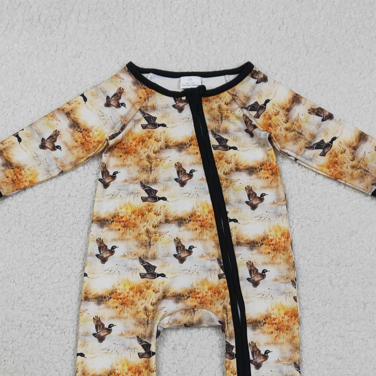 RTS LR2986 Baby Boys Ducks Hunting Two Way Zipper Convertible Rompers