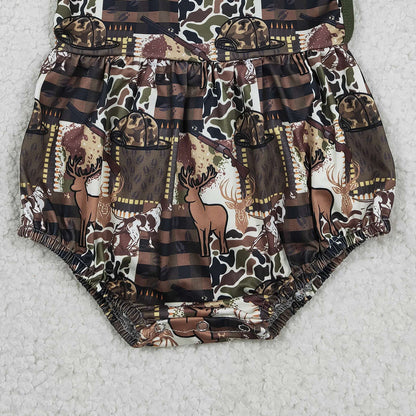 RTS SR3927 Baby Boys Strap Southern Deer Hats Camo Hunting Rompers