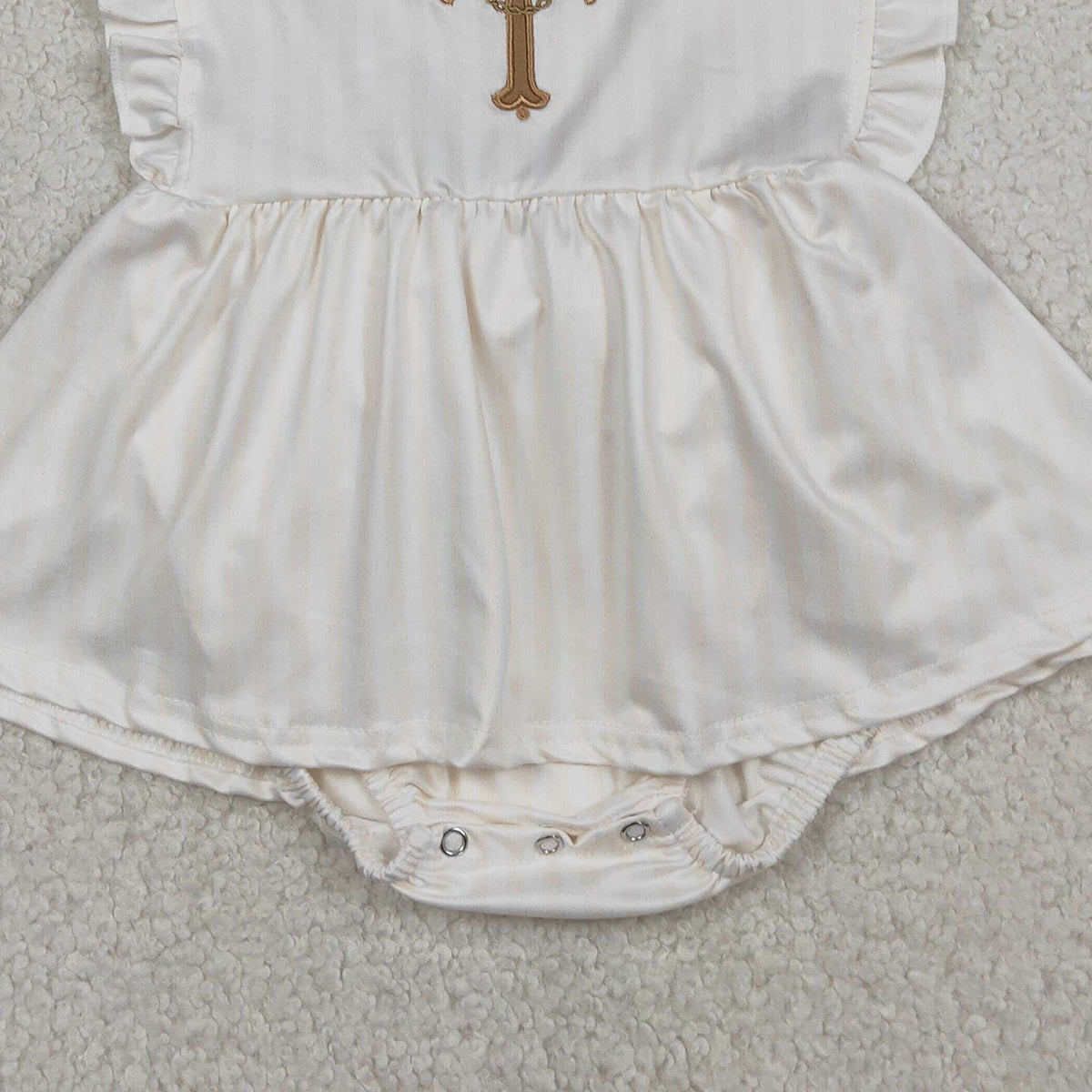 RTS SR3306 Embroidery Cross Baby Girls Strap Tunic Bummies Easter Ruffle Rompers