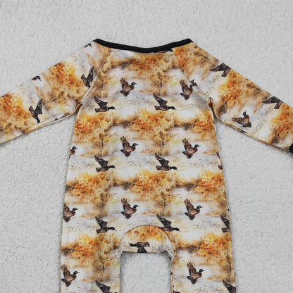 RTS LR2986 Baby Boys Ducks Hunting Two Way Zipper Convertible Rompers