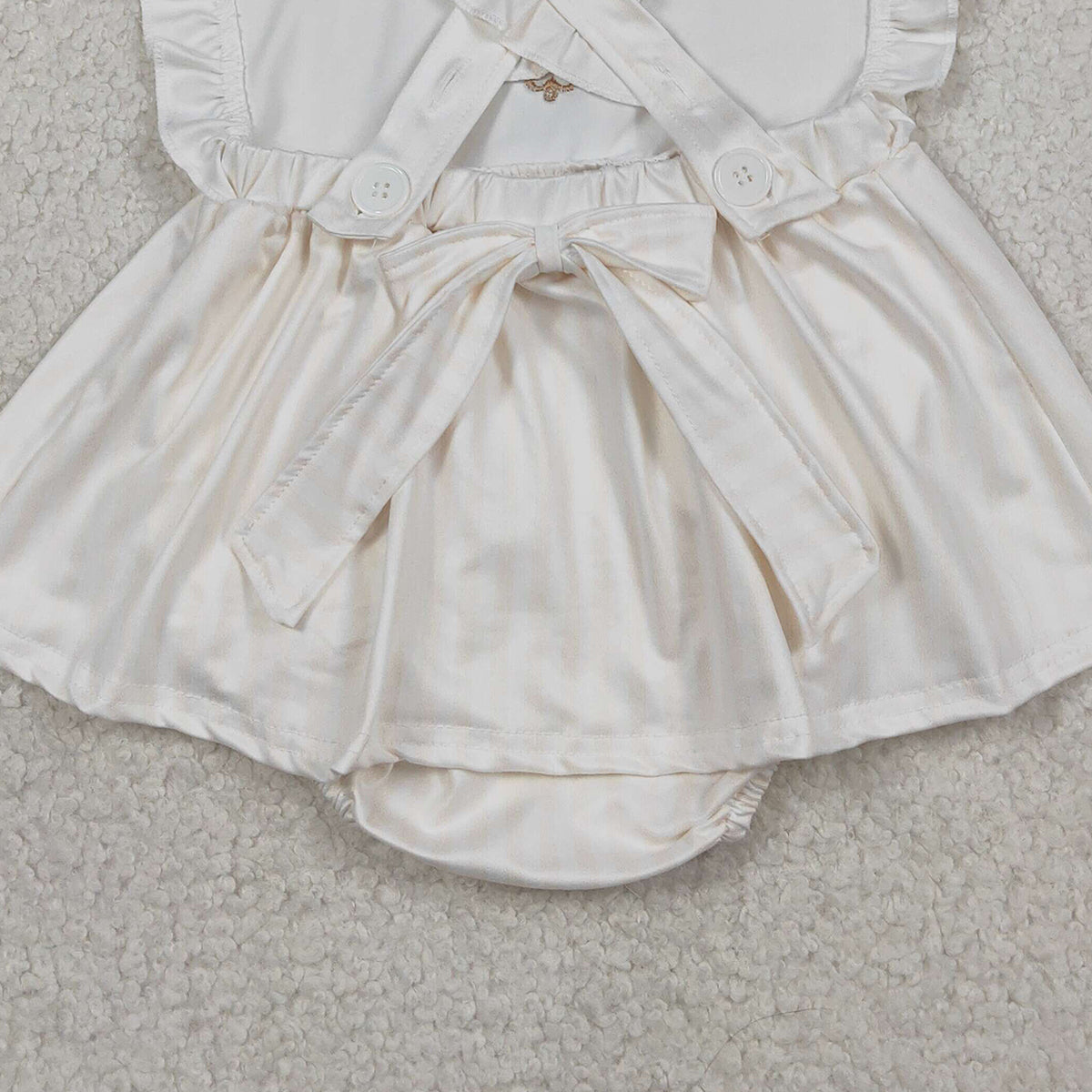 RTS SR3306 Embroidery Cross Baby Girls Strap Tunic Bummies Easter Ruffle Rompers