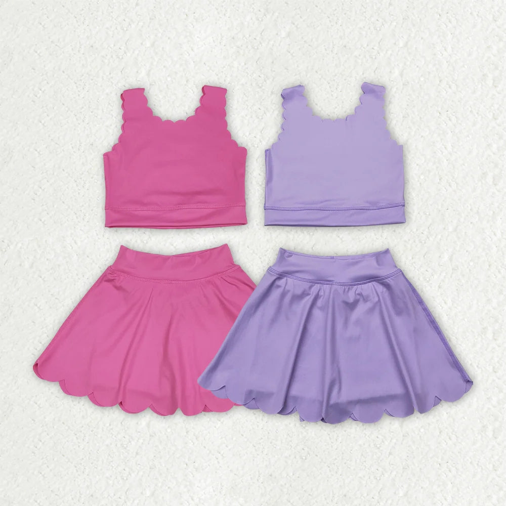 Sibling Baby Girls Yoga Vest Skirt Active Wear Clothes Sets 6.6