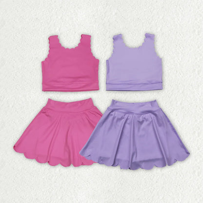 Sibling Baby Girls Yoga Vest Skirt Active Wear Clothes Sets 6.6