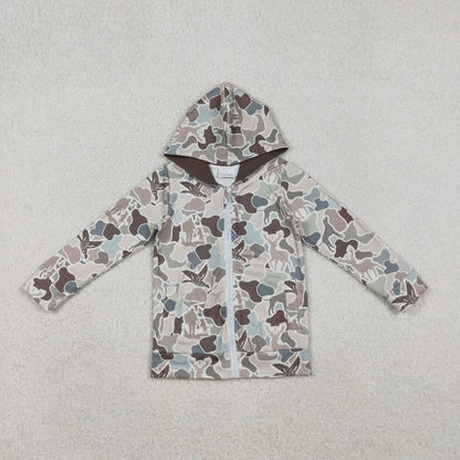 Adult Men Baby Boys Ducks Deer Dogs Camo Pockets Zipper Hunting Hoodie Jackets Top C11.1