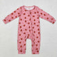 LR1988 Baby Infant Girls Football Pink Fall Zip Romper