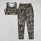 GSPO1461 Adult women's brown green camouflage sleeveless pants yoga suit