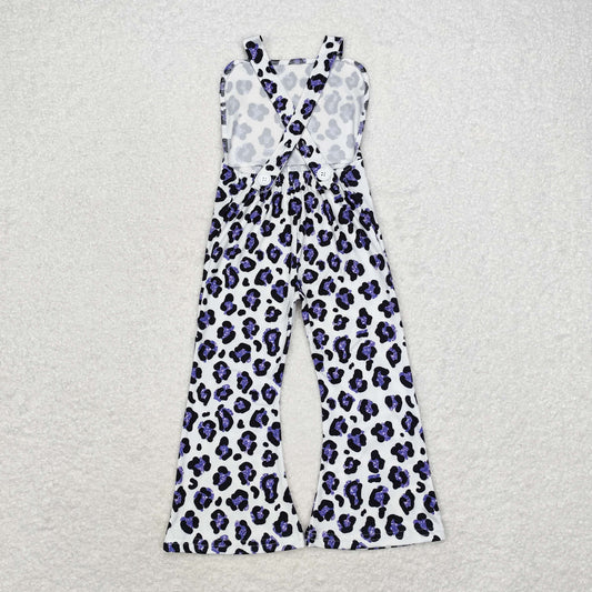 SR1932 Purple leopard print white strap jumpsuit