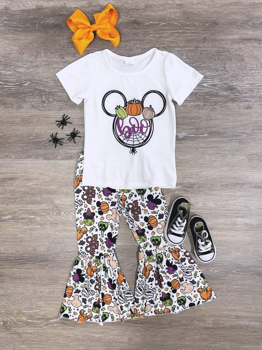 GSPO0146 Baby girls halloween Boo bell cartoon pants set