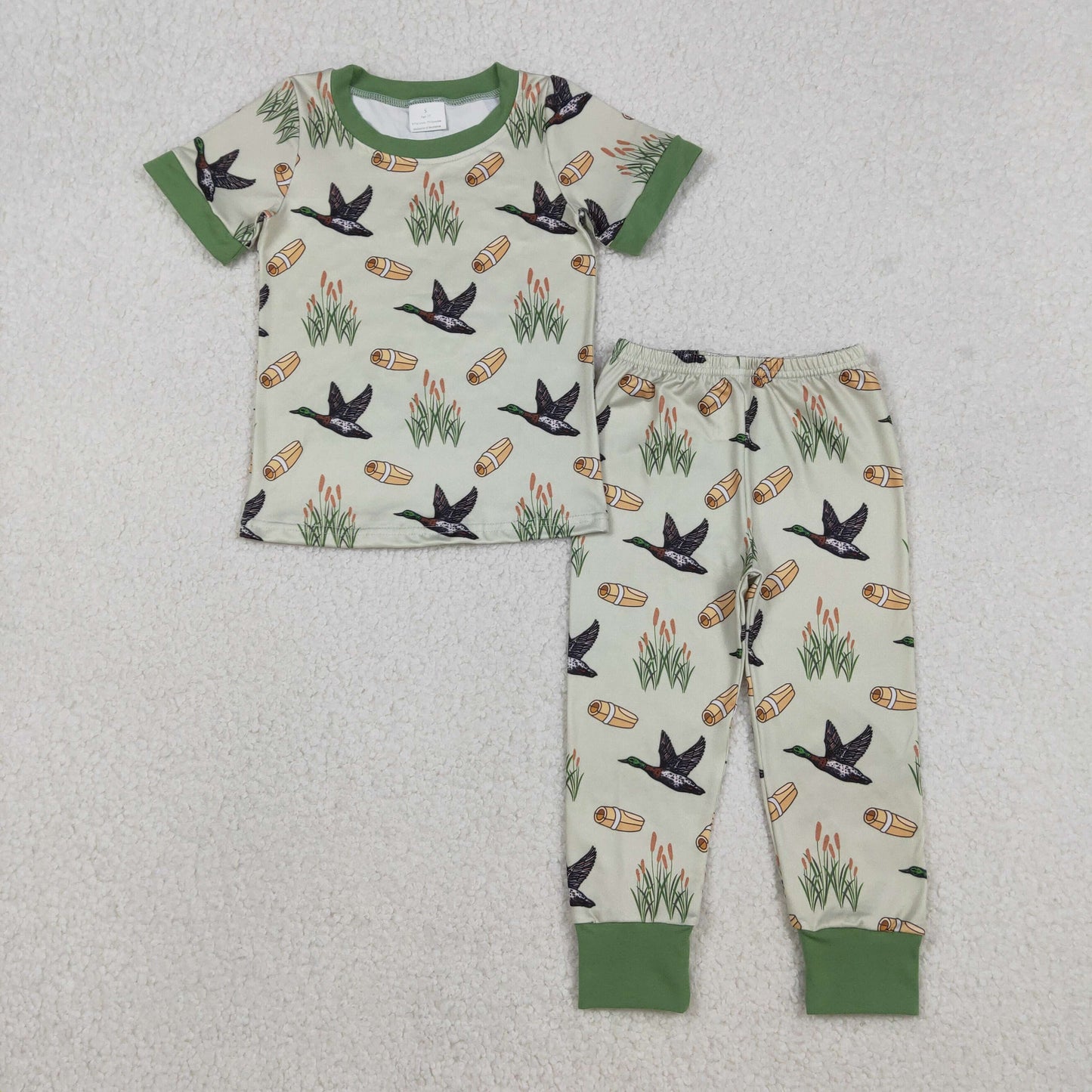 BSPO0635 Baby Boys Green Ducks Calls Top Pants Hunting Pajamas Set C12.6
