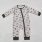 LR1880 Baby Infant Boys Grey Fall Ducks Hunting Bamboo Zip Romper