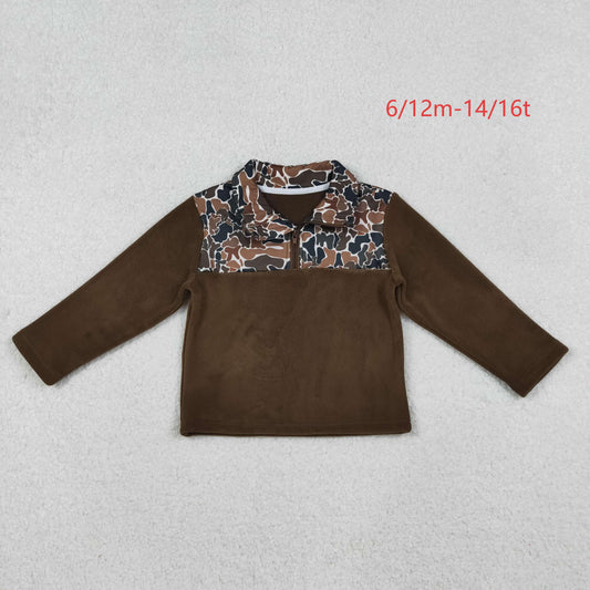 BT1309 Baby Boys Western Brown Camo Zipper Pullovers Top C10.15