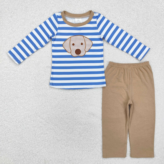 BLP0478 Baby Boys Dogs Stripes Top Pants Clothes Set