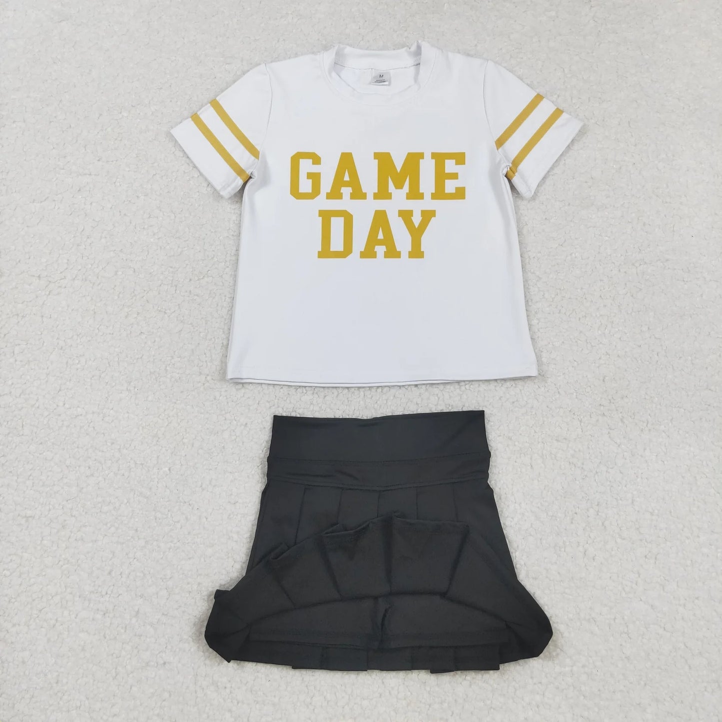 Sibling Baby Girls Game Day Tee Shirts Tops Pleated Skirts Short Yoga Active Team Clothes Sets C9.2