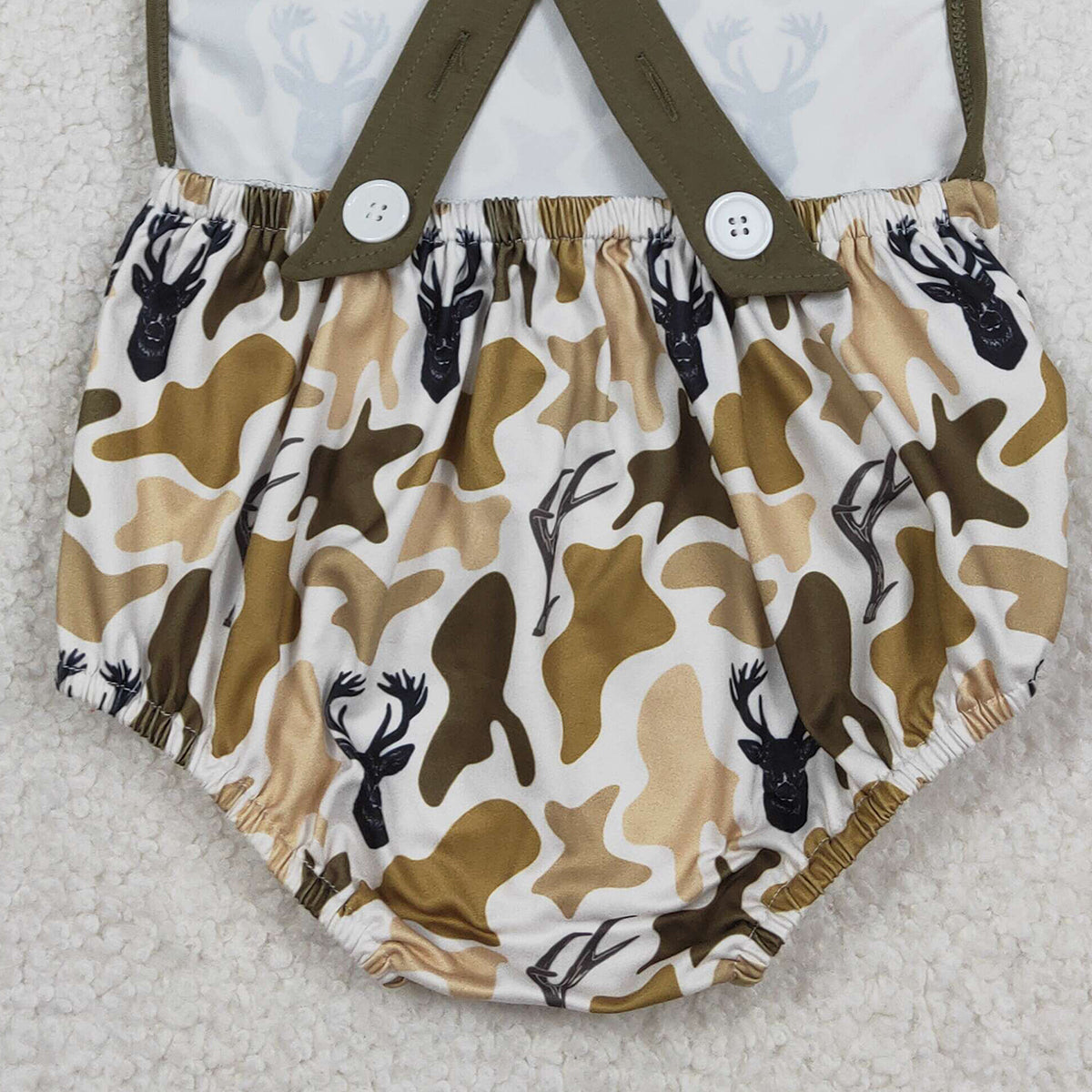RTS SR3924 Baby Boys Strap Southern Deer Camo Hunting Rompers