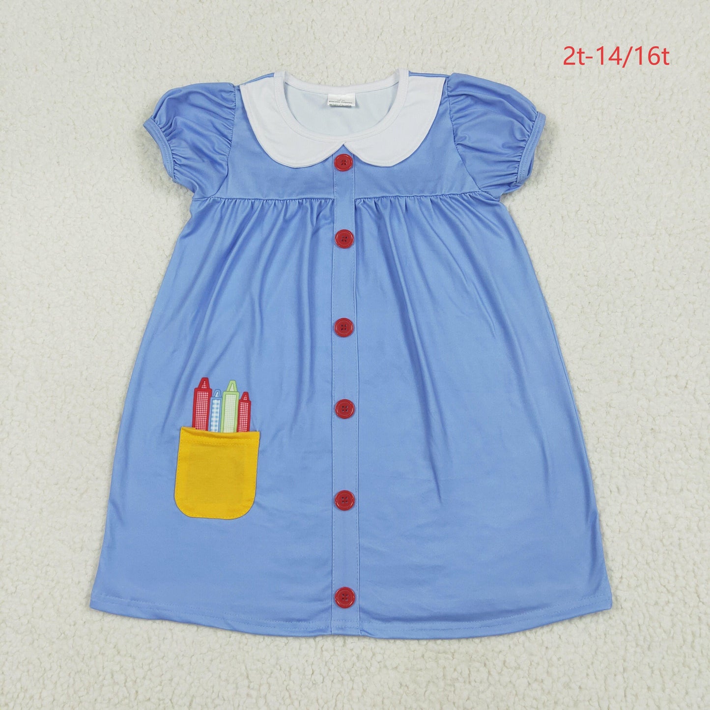 GSD1821 Baby Girls Apple Back To School Buttons Dress 6.16