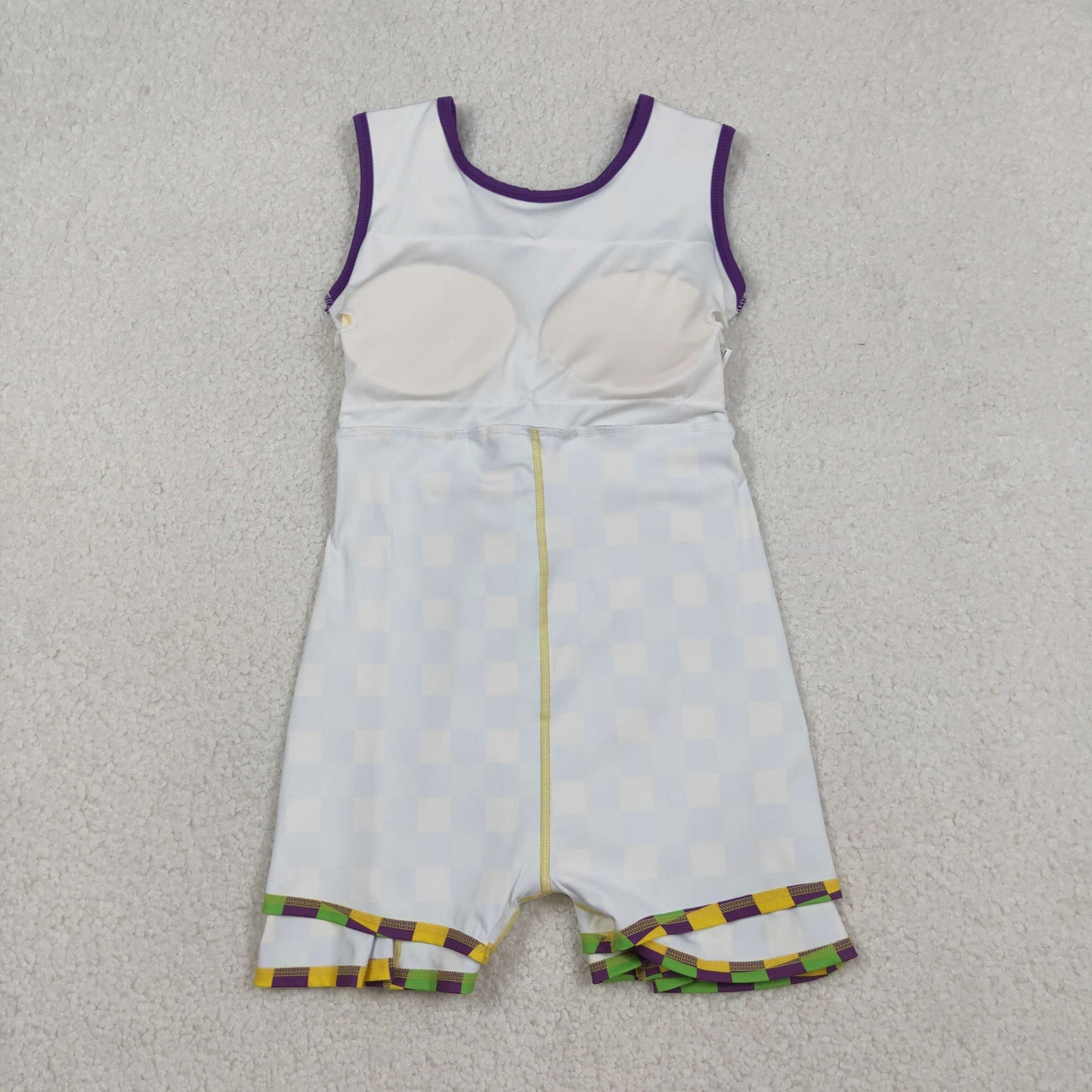 GSD2946 Baby Girls Mardigras Checked Yoga Active Shorts Knee Length Dress C12.11
