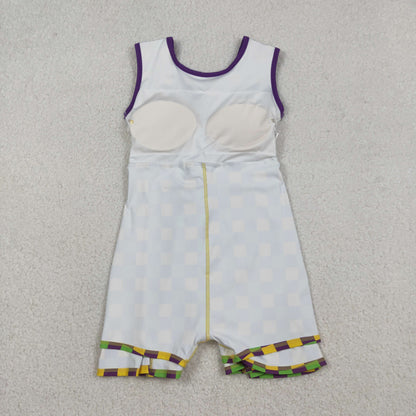 GSD2946 Baby Girls Mardigras Checked Yoga Active Shorts Knee Length Dress C12.11