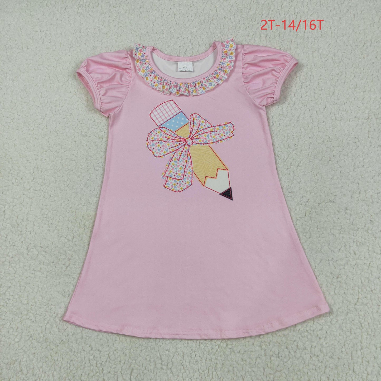 GSD2017 Baby Girls Back To School Pencil  Bows Knee Length Dress 5.26