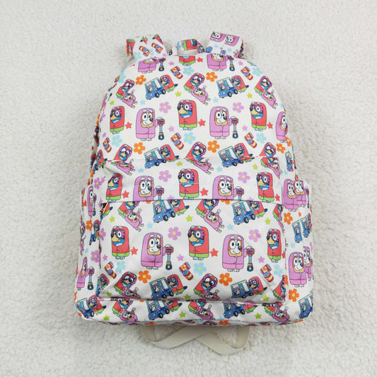 BA0186 Cartoon dog flower star beige backpack