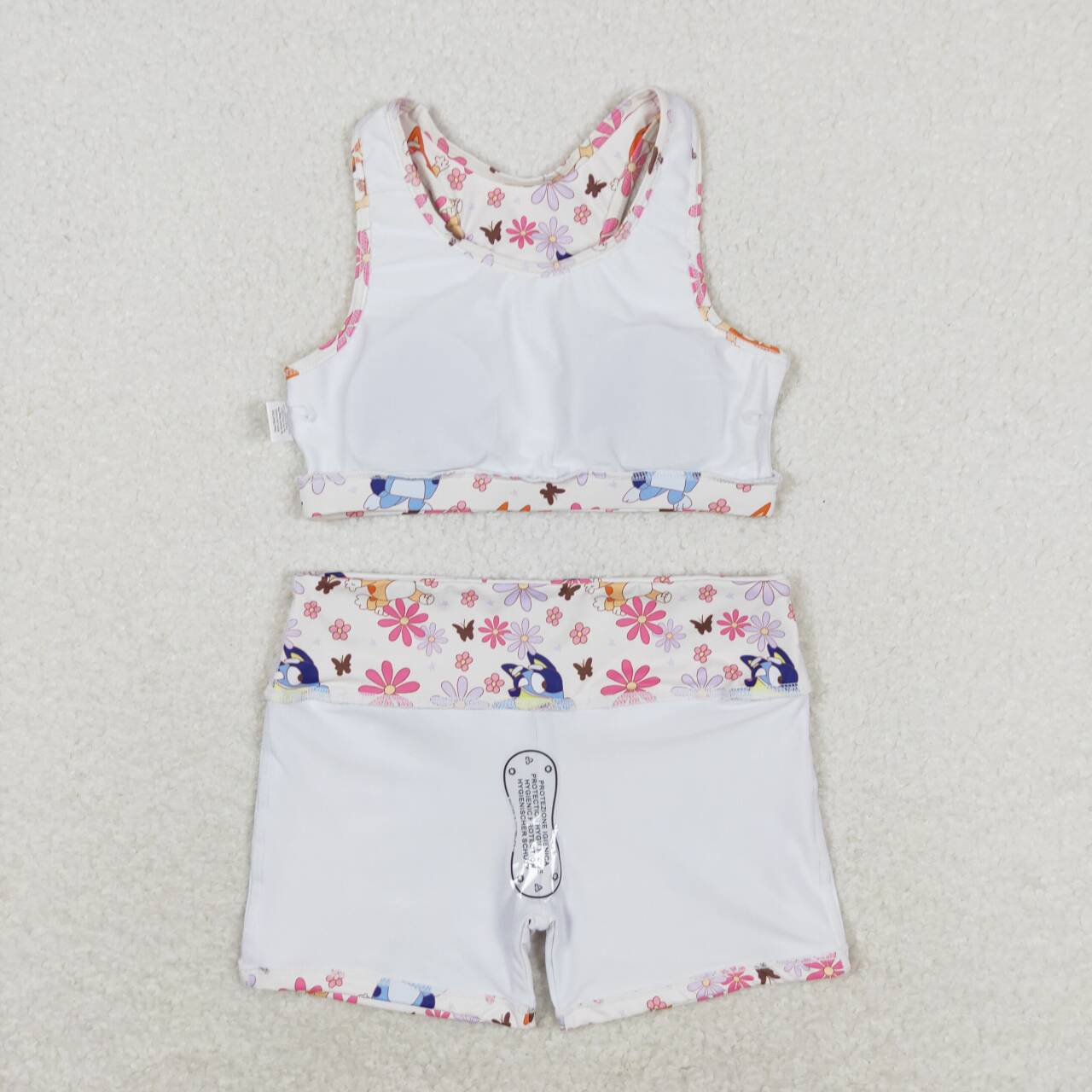 GT0516+SS0213 Cartoon Dog Flower Butterfly Sleeveless Top Shorts Yoga Set