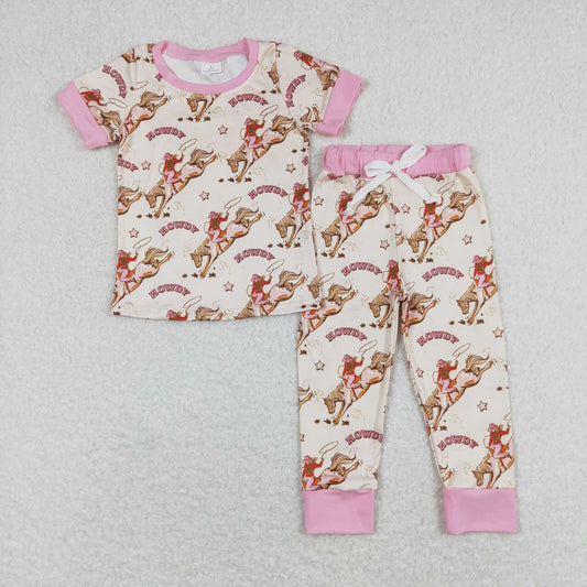 GSPO1488 Riding pink border short-sleeved trousers pajama set