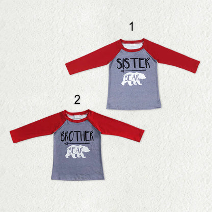 Sibling Baby Boys Girls Western Bears Tee Shirts Top C10.22