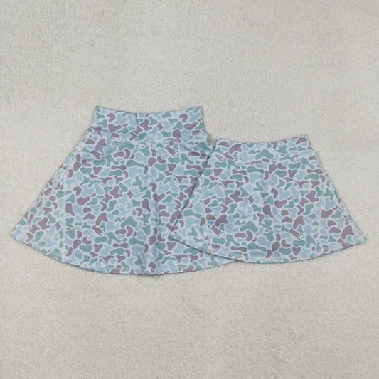 Mama and Me Adult Women Girls Western Green Camo Yoga Active Skirt Shorts Bottoms C10.17