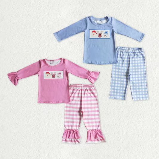 Sibling Baby Boys Girls Christmas Santa Deer Snowmen Top Stripe Pant Pajamas Sets C9.30