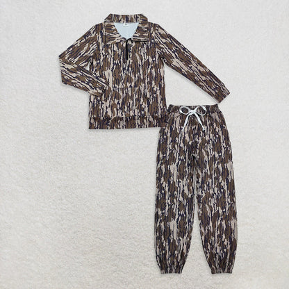 Sibling Adult Women Southern Camo Zipper Pullovers Yoga Active Pockets Jogger Clothes Sets C11.25