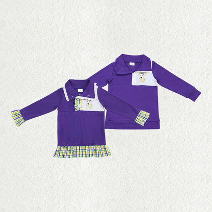 Sibling Baby Boys Girls Mardigras Dogs Zip Pullovers Tops C10.31