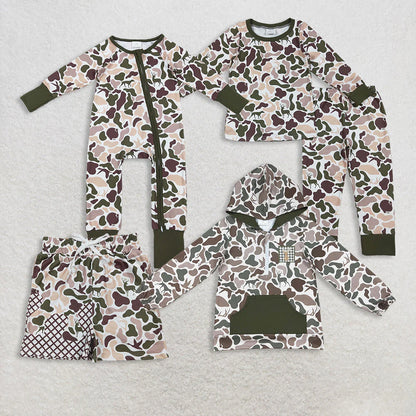 Sibling Baby Boys Turkey Ducks Camo Hunting Pajamas Sets Zipper Rompers Hoodies Top Shorts Bottom C10.31