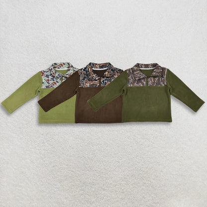 Sibling Baby Boys Long Sleeve Camo Zipper Western Pullover Sherpa Tops C10.31