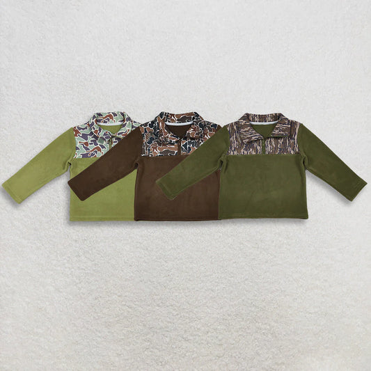 Sibling Baby Boys Long Sleeve Camo Zipper Western Pullover Sherpa Tops C10.31
