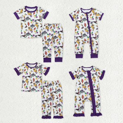 Sibling Baby Kids Anchors Crayfishes Top Pants Mardigras Pajamas Sets Zipper Footie Rompers C9.30