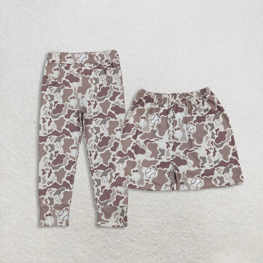 Sibling Baby Boys Khaki Camo Baseballs Pockets Team Legging Pants Shorts Bottom C11.1