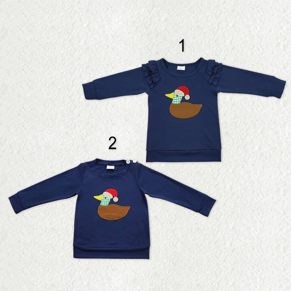 Sibling Baby Boys Girls Embroidery Hat Duck Christmas Tee Shirts Top C10.17