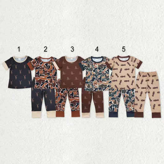 Sibling Baby Boys Camo Deer Ducks Top Pants Western Bamboo Pajamas Clothes Sets C9.15