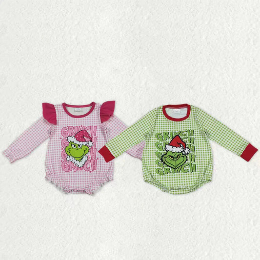 Sibling Baby Boys Girls Long Sleeve Grin Christmas Checked Rompers C10.25