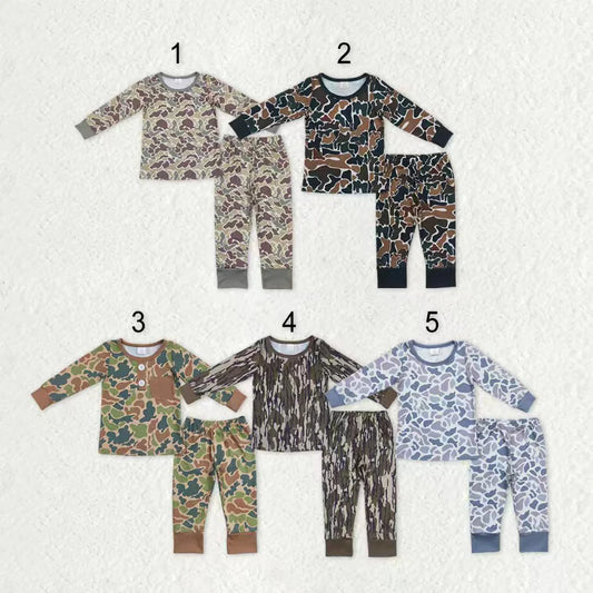 Sibling Baby Boys Camo Print Top Pants Western Bamboo Pajamas Clothes Sets C9.15