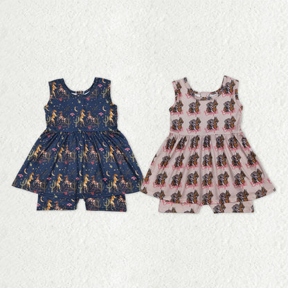 Sibling Baby Girls Sleeveless Back Zip Short Tunic Western Jumpsuits C10.31